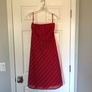 Strapless magenta, striped sundress